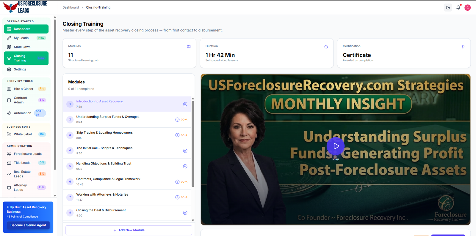 Recovery Agent Dashboard