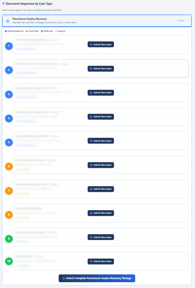 Document Sequences by Case Type Preview
